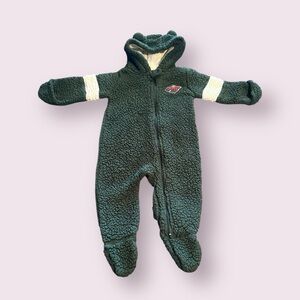Baby NHL Officially Licensed Minnesota Wild Hockey Fleece Footies W/Hood 6/9 Mon